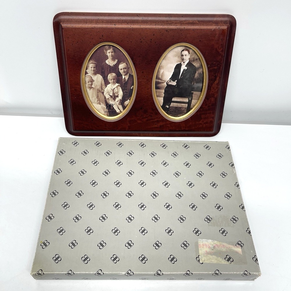 Vintage 80's Burnes of Boston Wood Double Oval Picture Frame NOS Original Box
